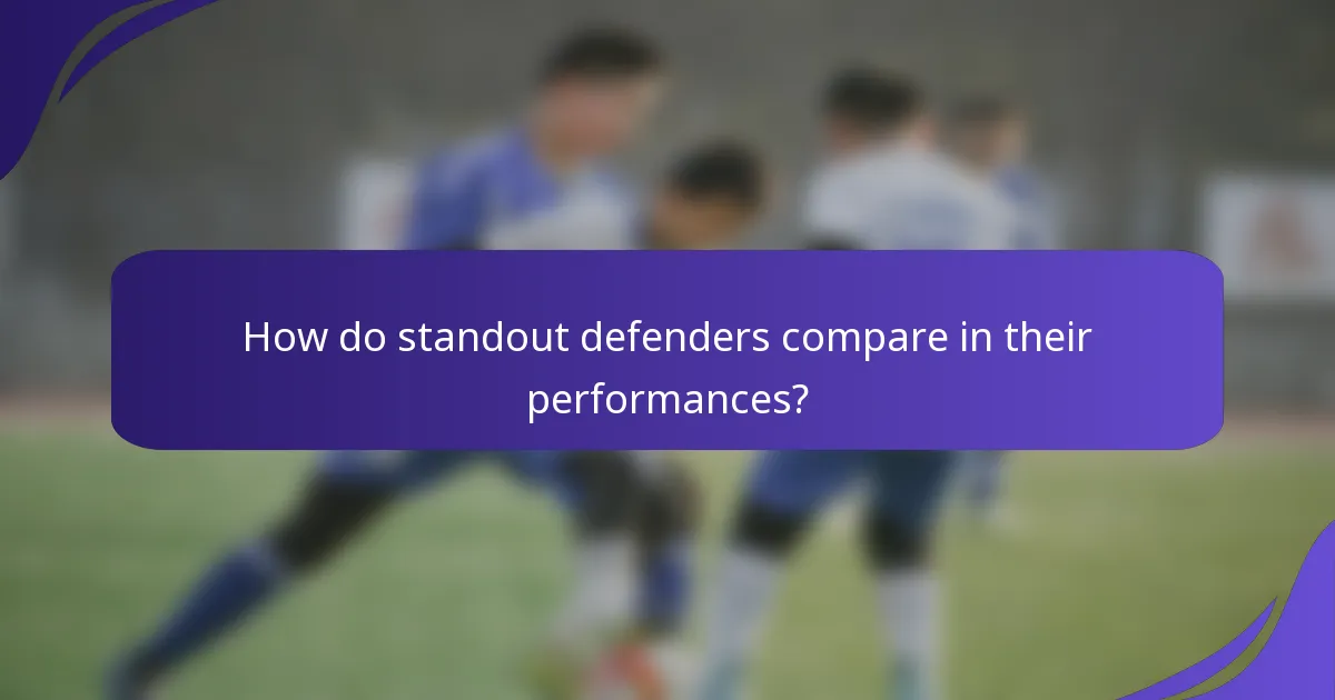 How do standout defenders compare in their performances?