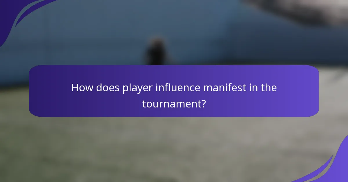 How does player influence manifest in the tournament?