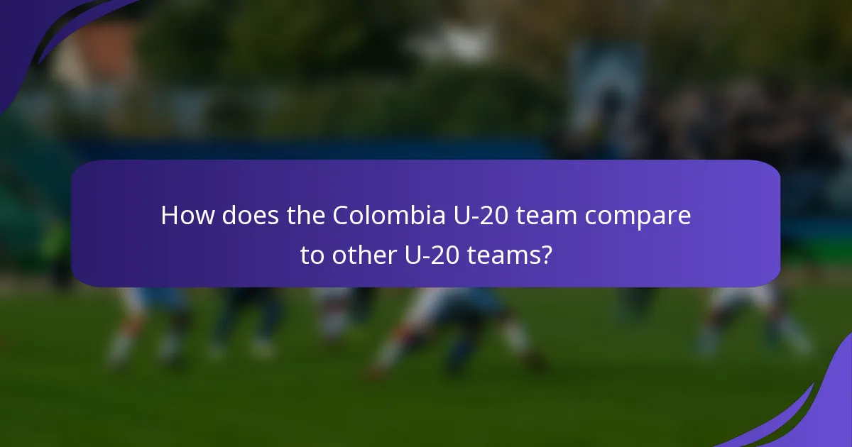 How does the Colombia U-20 team compare to other U-20 teams?