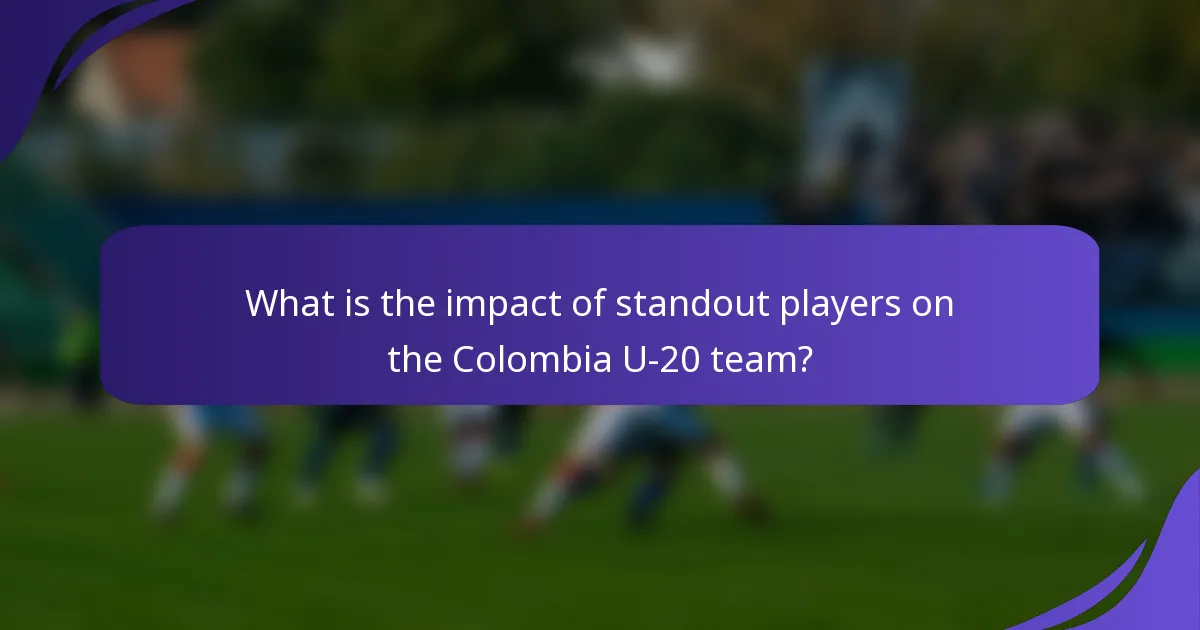 What is the impact of standout players on the Colombia U-20 team?