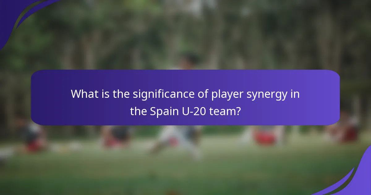 What is the significance of player synergy in the Spain U-20 team?