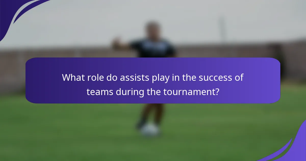 What role do assists play in the success of teams during the tournament?